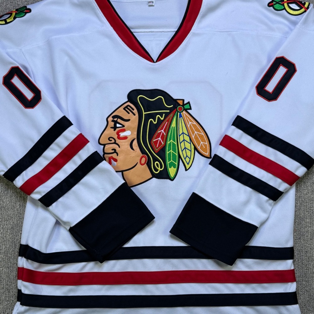 Clark Griswold 00 Chicago Blackhawks NHL Jersey White Large Christmas Vacation